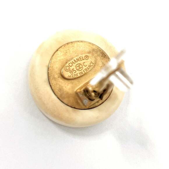 CHANEL White Logo Earrings